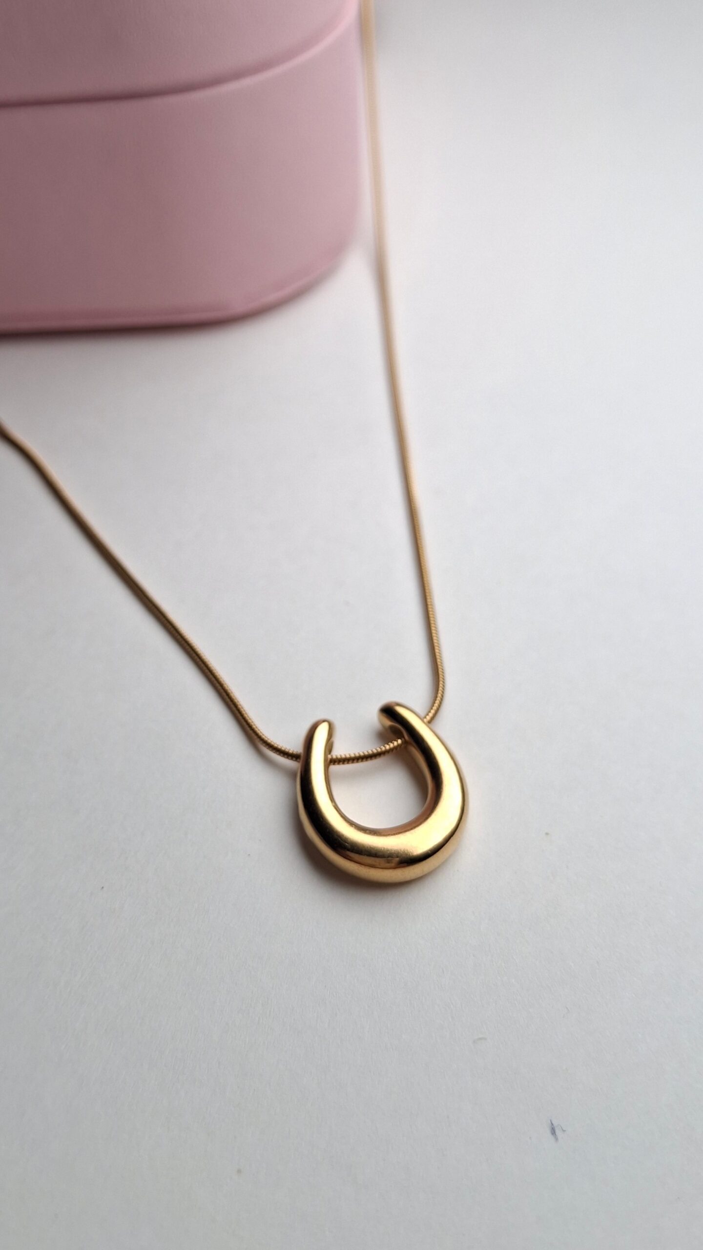 20251005_152653 Anti Tarnish Golden Horseshoe Pendant Necklace
