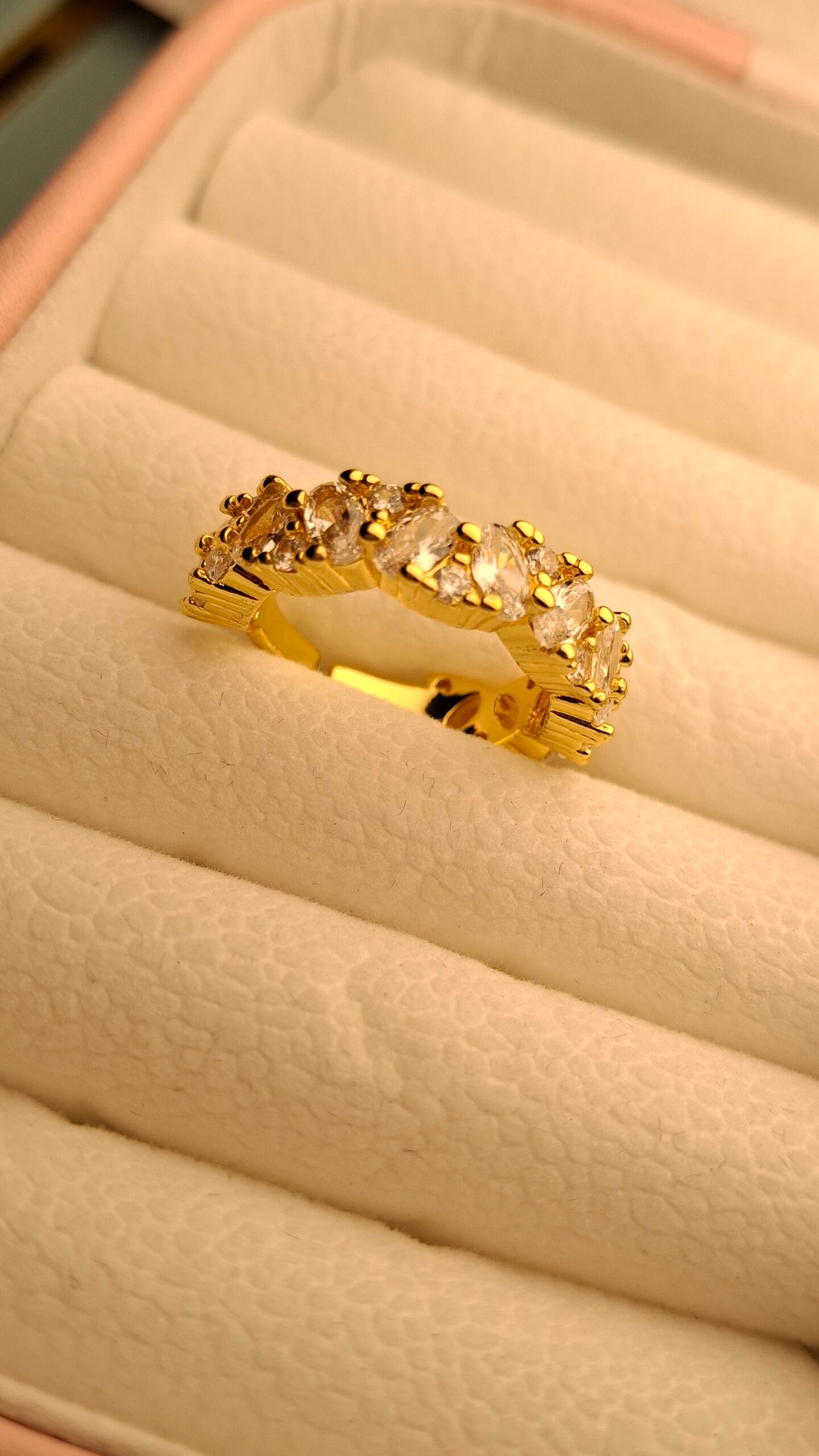 20251005_183859 Alternating Crystal Golden Eternity Anti Tarnish Ring by Craft & Tell – waterproof, skin-safe daily wear ring for women