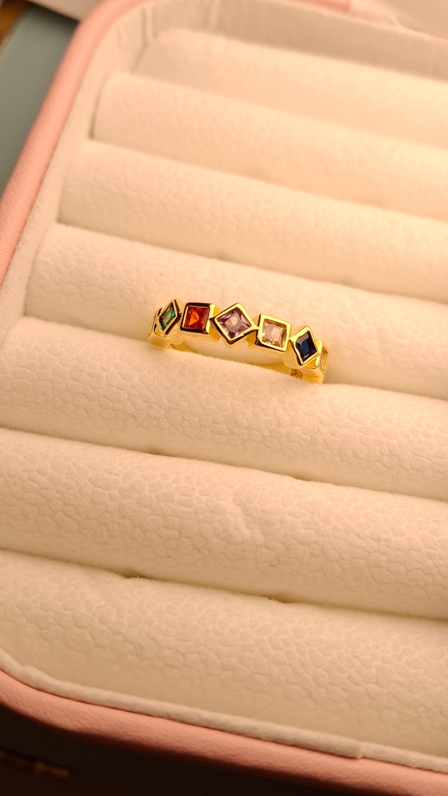 20251005_183946 Multi-Color Gemstone Stacking Anti Tarnish Ring by Craft & Tell – waterproof, skin-safe daily wear jewellery for women